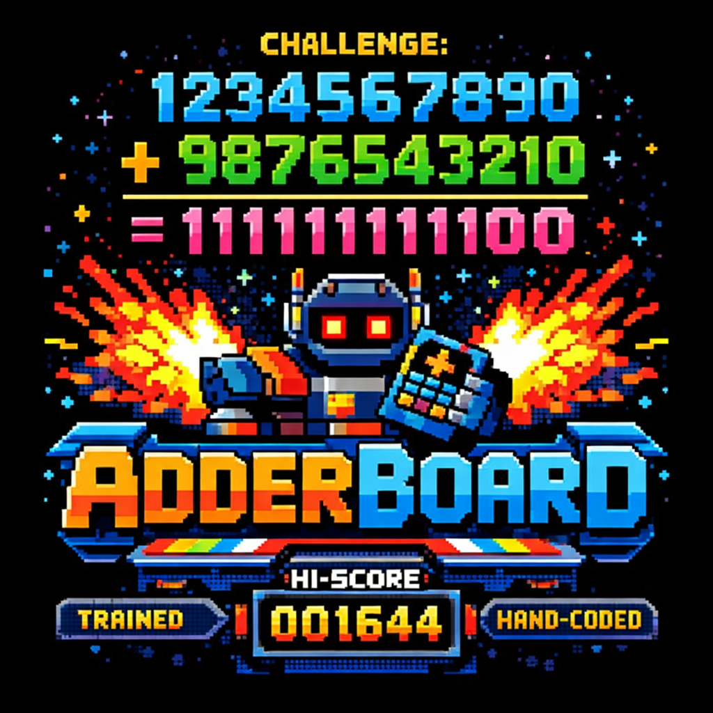 The ultimate transformer size competition: build the smallest model that can add two 10-digit numbers with 99%+ accuracy. Current record holder uses just 36 parameters with 100% accuracy.