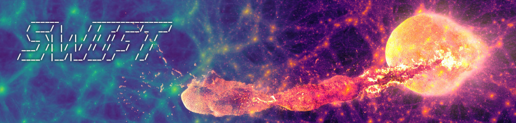 SWIFT: The cosmic particle symphony conductor - orchestrating billions of dark matter particles and gas dynamics to simulate the universe's grandest structures on supercomputers.