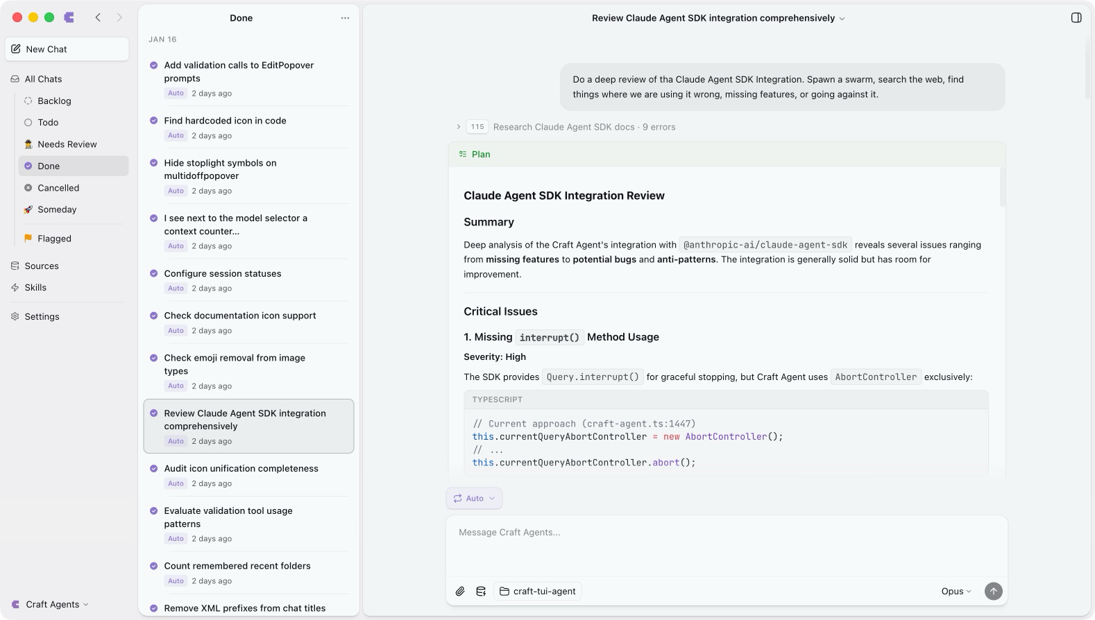 Craft.do ekibinden geliştiriciler için yapay zeka ajanlarıyla etkili çalışma aracı - Claude ile çoklu oturum yönetimi, API entegrasyonları ve kod editörü kullanmadan geliştirme imkanı sunan güçlü platform.