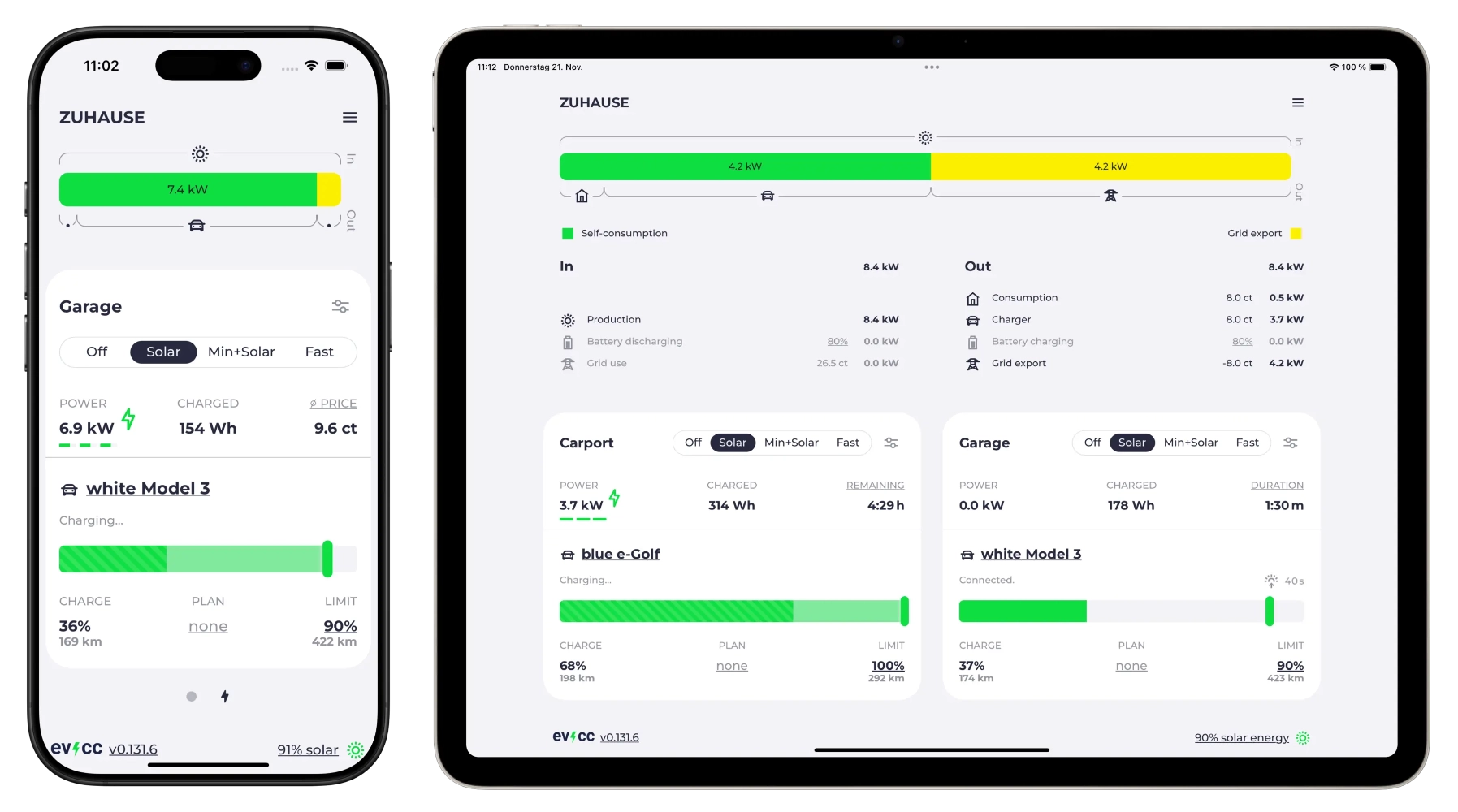 Güneş panellerinizden elektrikli aracınızı şarj edin! evcc, bulut bağımlılığı olmadan yerel enerji yönetimi sağlayan açık kaynak EV şarj kontrol sistemi.