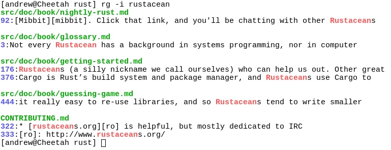 ripgrep crushes grep with blazing Rust performance - searches entire Linux kernel in 0.082s vs grep's 0.727s while respecting .gitignore by default