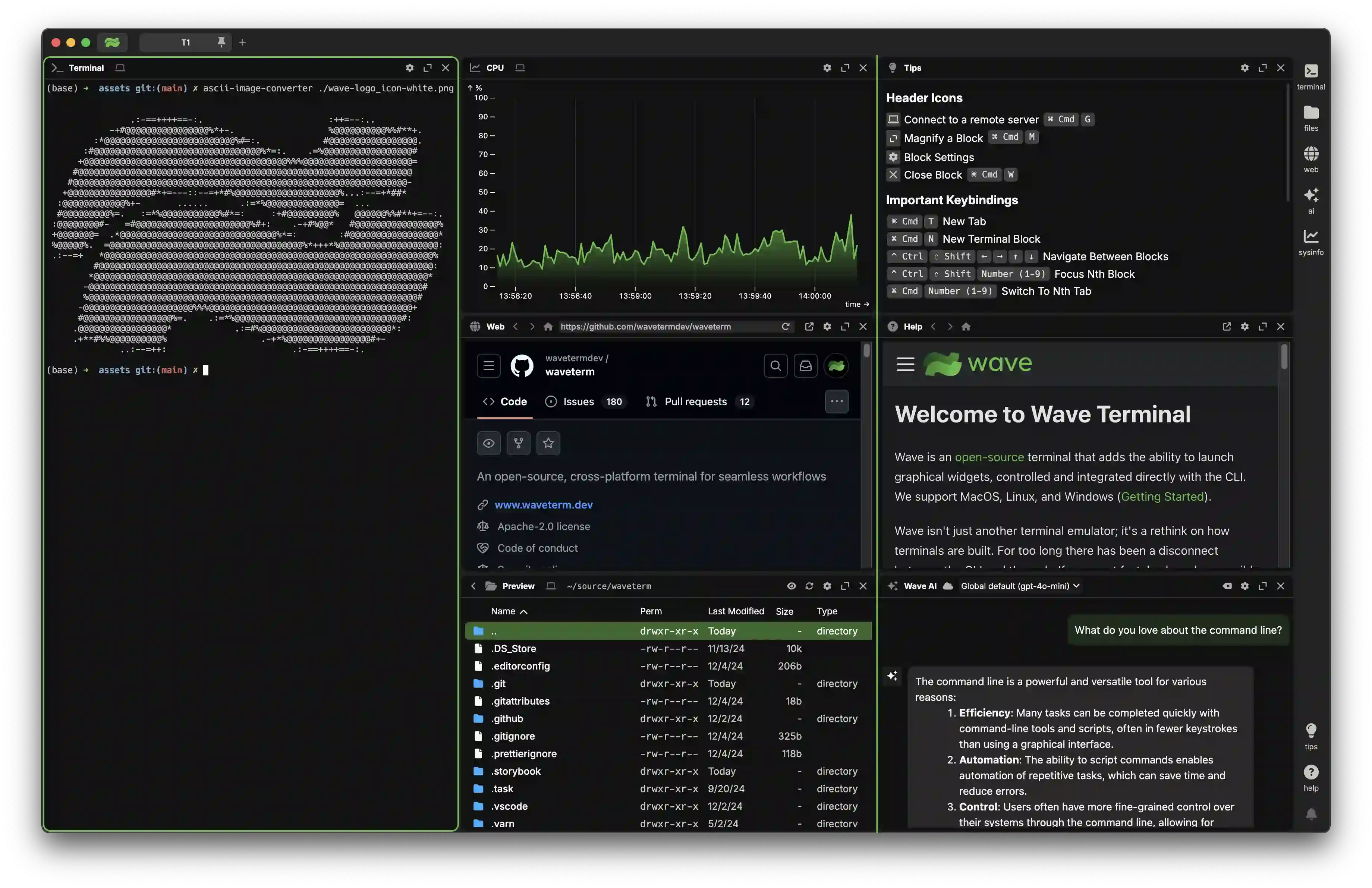 AI-powered terminal that survives SSH disconnects, lets you drag & drop terminal blocks like browser tabs, and edits remote files inline with zero setup